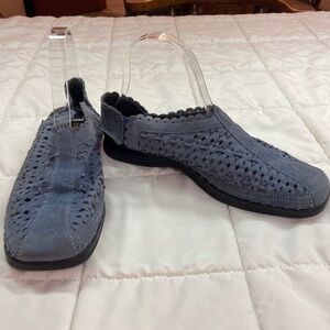 Beacon Grey/Blue Euro Flex Leather Cutout Sandal 9.5